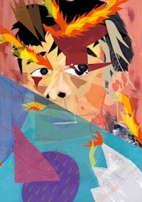 an abstract painting of a man's head