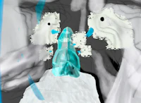 an image of an ice sculpture with a blue and white background