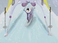 an illustration of a person on skis
